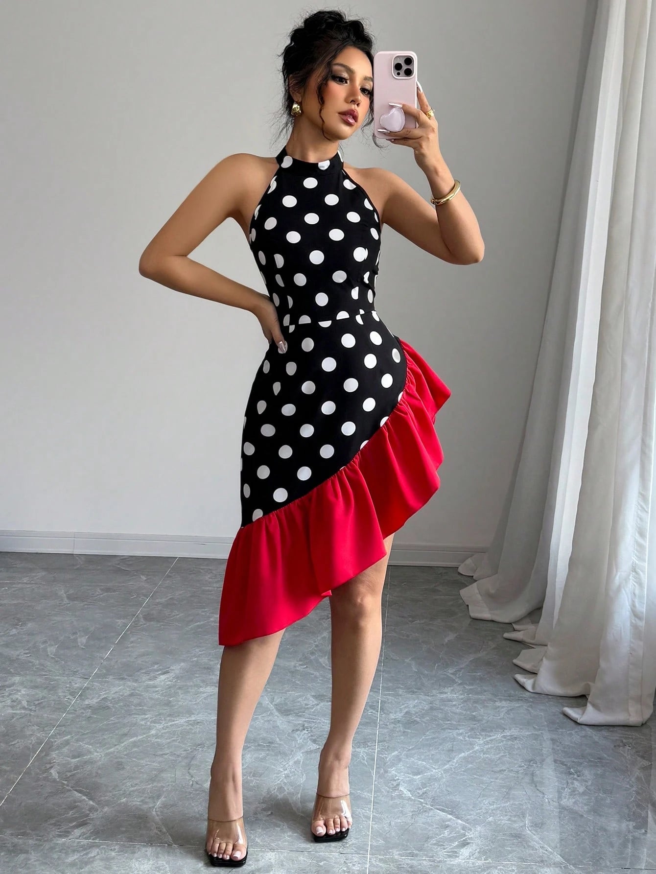 Elenzga Women Sleeveless Asymmetrical Hem Elegant Sexy Dress