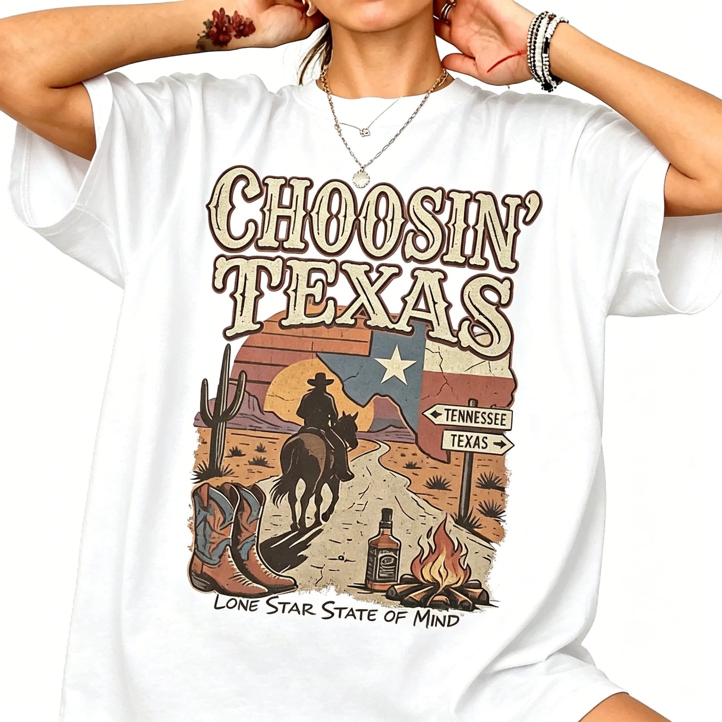 Ella Choosin' Texas T-Shirt, Lone Star State Of Mind Tee, Vintage Country Music Merch, Retro Western Cowboy Shirt