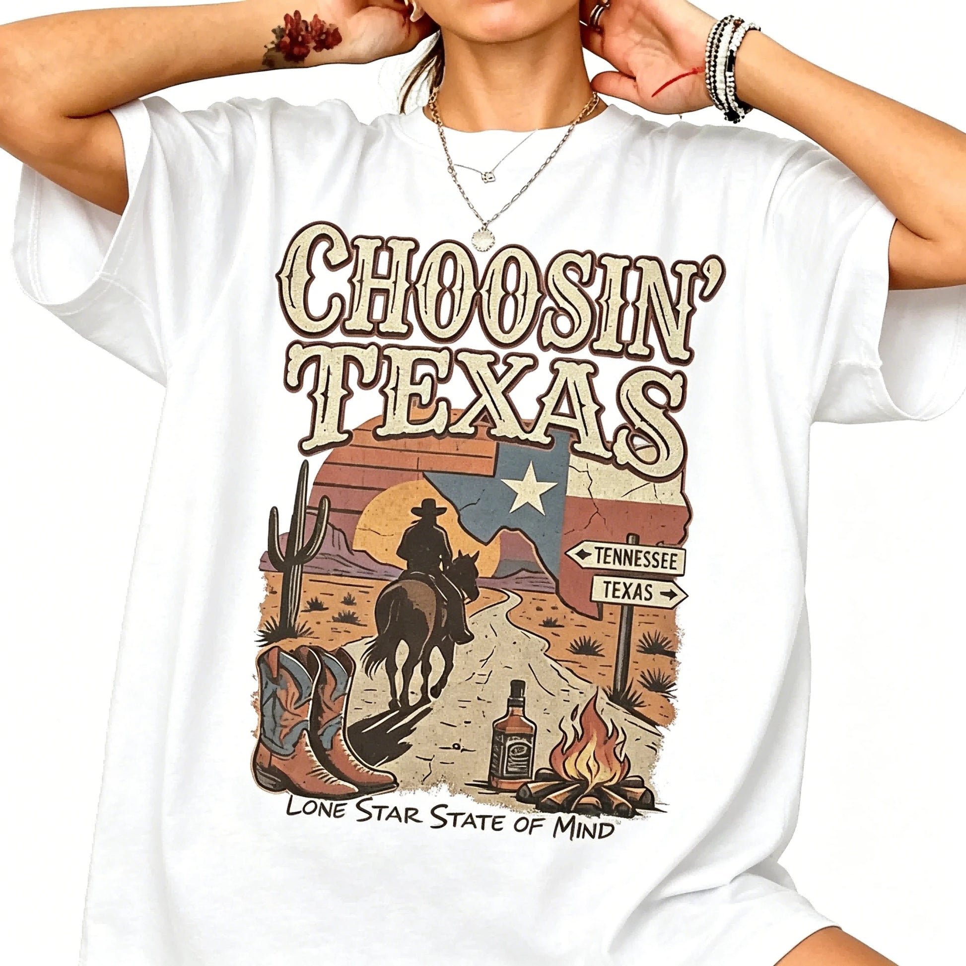 Ella Choosin' Texas T-Shirt, Lone Star State Of Mind Tee, Vintage Country Music Merch, Retro Western Cowboy Shirt