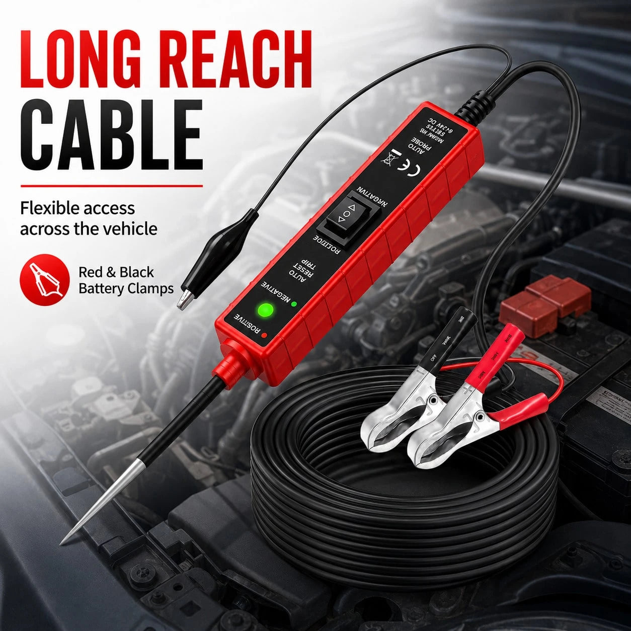 EM285 Circuit Probe Tester 6-24V Automotive Electrical Tester Voltage Polarity Detector Short Circuit Detector Car Repair Diagnostic Tool