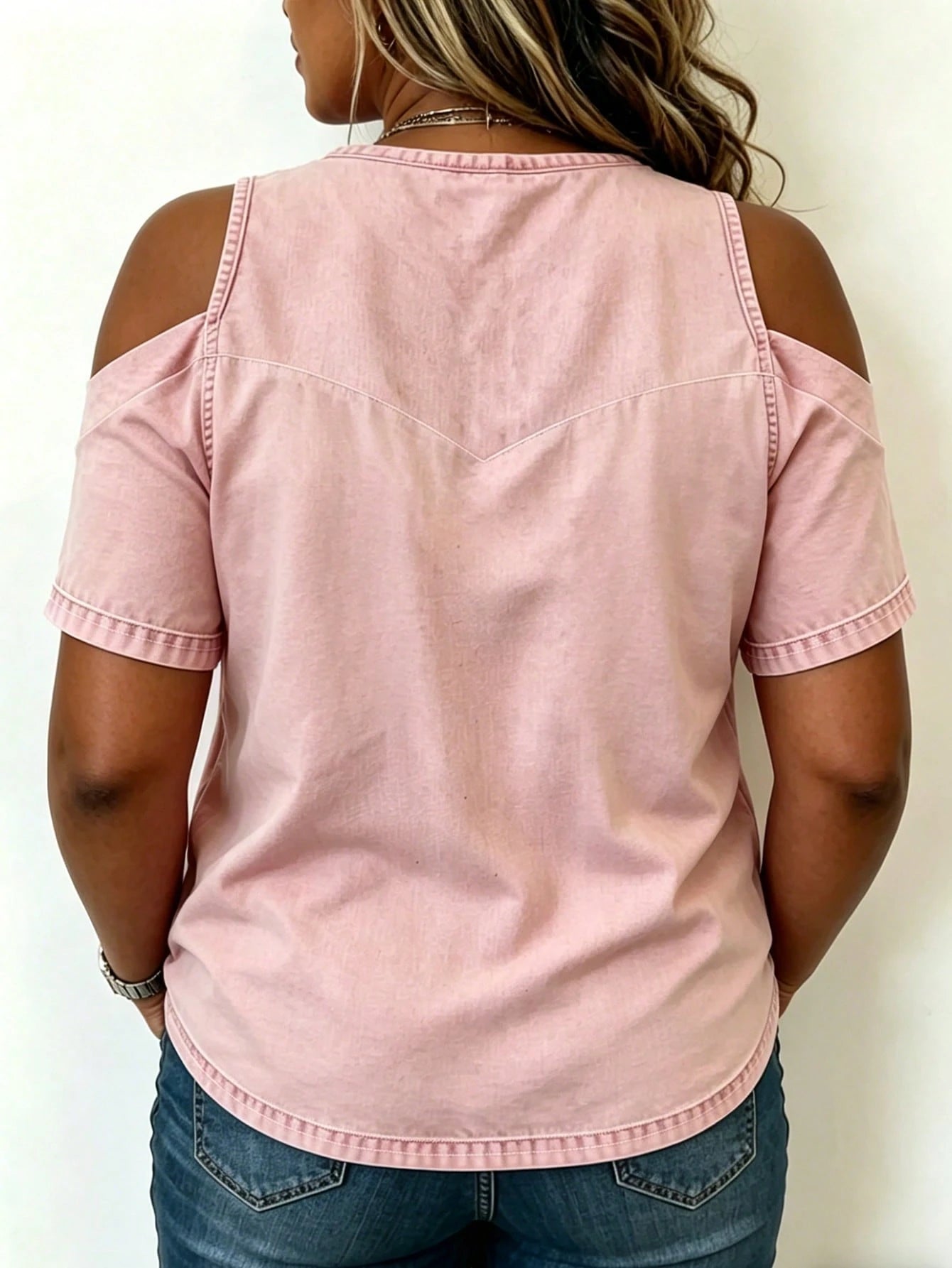 EMERY ROSE Casual Versatile Commute Black Off-Shoulder Plus Size Women's Top
