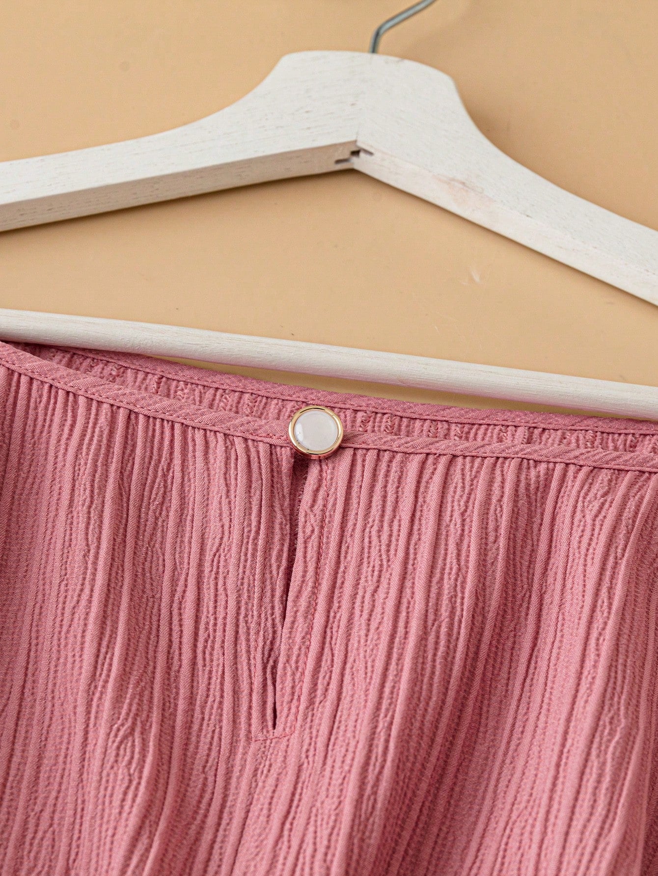 EMERY ROSE Plus Size Women Elegant Blouse,Dusty Pink Striped Textured Lantern Sleeves Round Neck Bowknot Cuffs Cat Eye Button,Summer Smart Casual Everyday Work