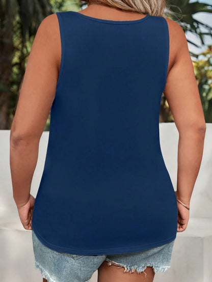 EMERY ROSE Plus Size Women's Crew Neck Sleeveless Heart & Animal Paw Print Graphic Racerback Tank Top, Vibrant Summer Shirt, Valentine's Day