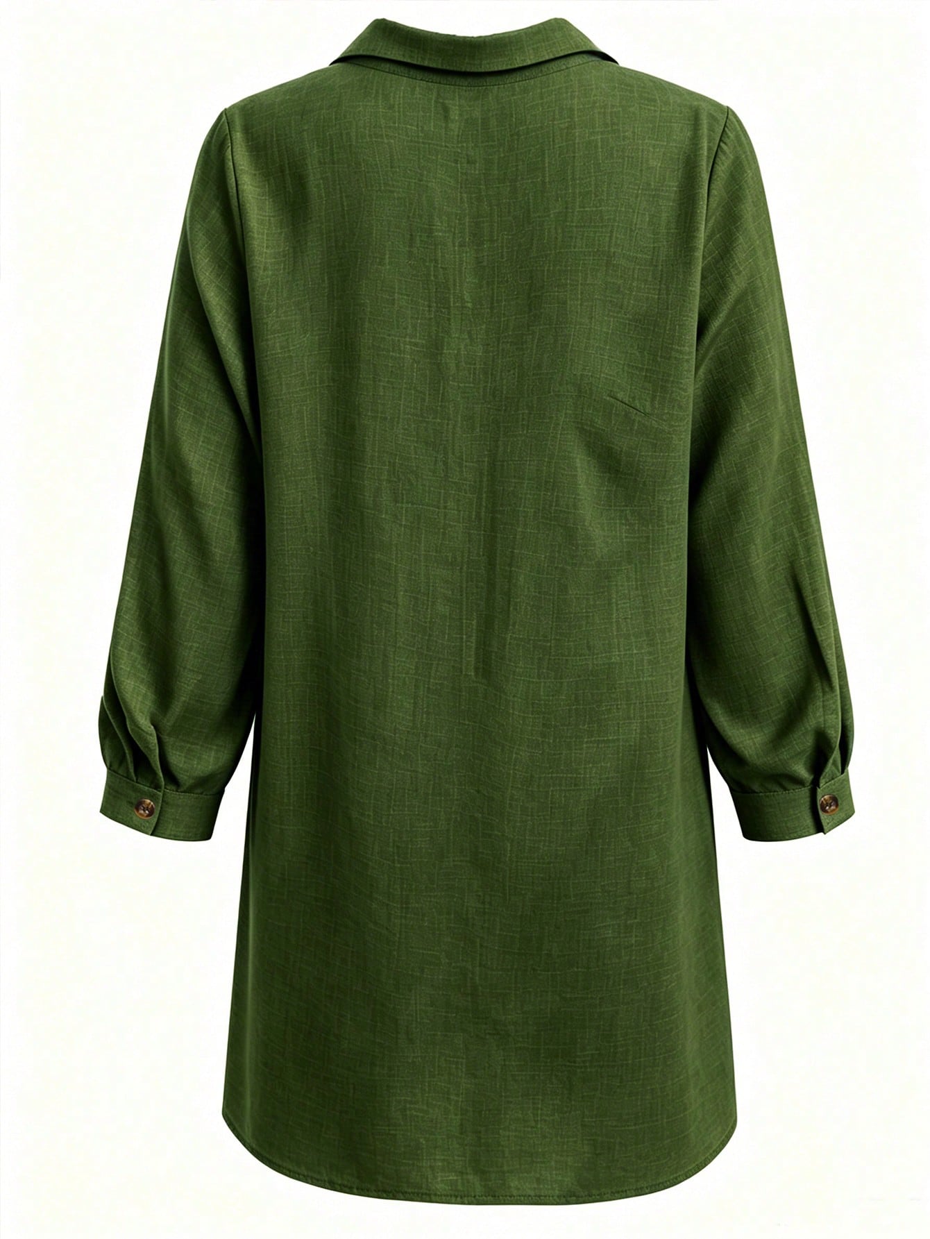 EMERY ROSE Plus Size Women Solid Color Tie-Front Design Casual Sexy Versatile Daily Wear Shirt Date Night Army Green Autumn Fall