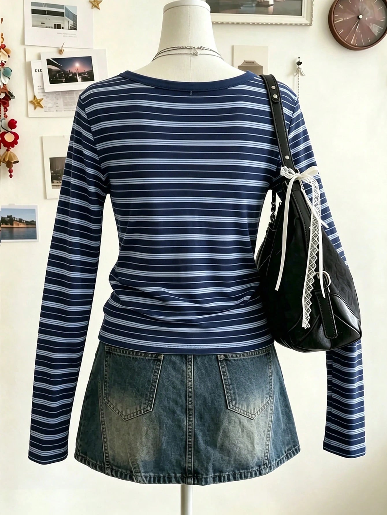 EMERY ROSE Women's Casual Striped Long Sleeve T-Shirt, Autumn