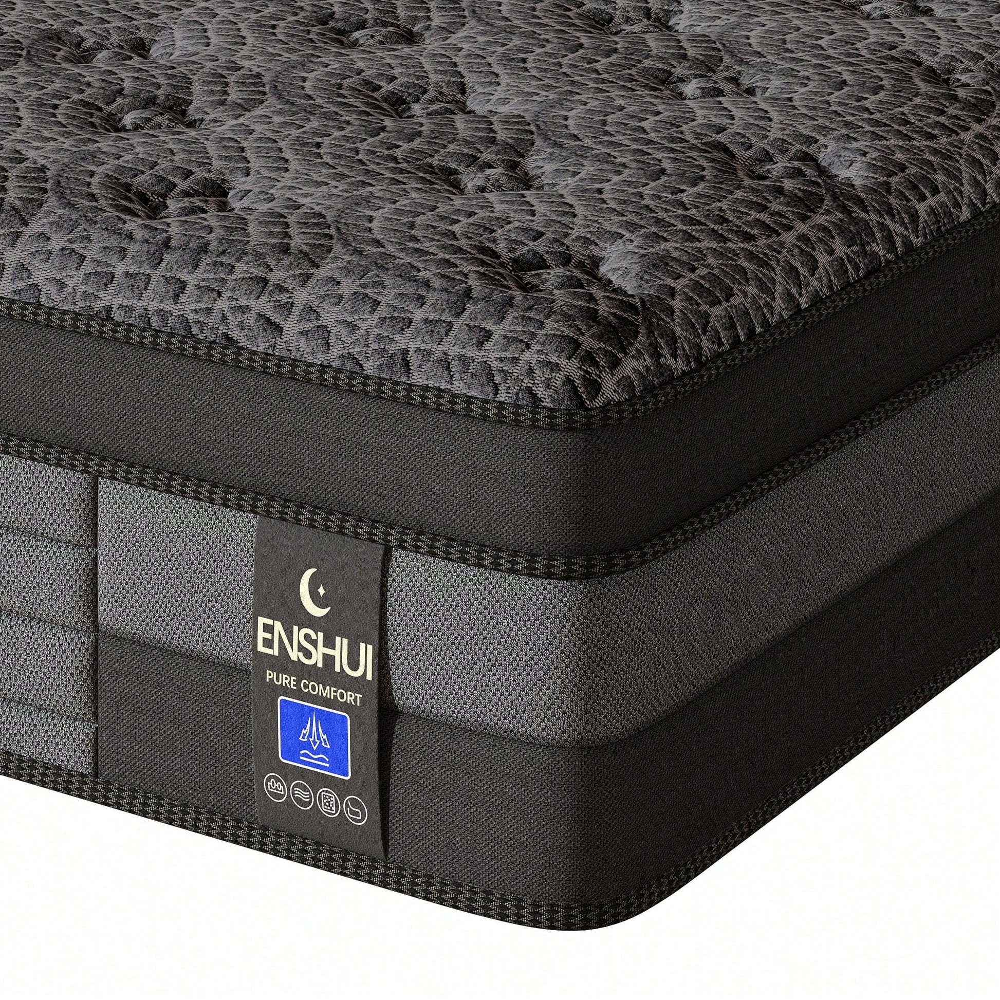 ENSHUI 12/14 Inch Twin Full Queen King Size Mattress 2026 Upgraded Hybrid Cooling Gel Memory Foam & Pocket Coils, Medium Firm Mattress In A Box For Back Neck Pain Relief, Motion Isolation, Edge Suppor