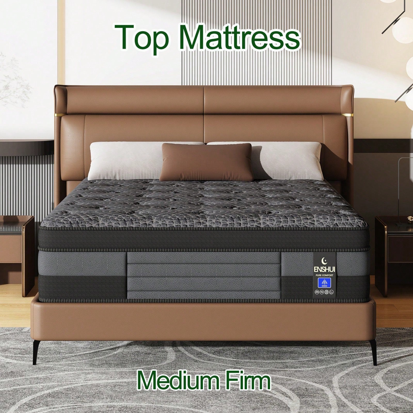 ENSHUI 12/14 Inch Twin Full Queen King Size Mattress 2026 Upgraded Hybrid Cooling Gel Memory Foam & Pocket Coils, Medium Firm Mattress In A Box For Back Neck Pain Relief, Motion Isolation, Edge Suppor