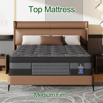 ENSHUI 12/14 Inch Twin Full Queen King Size Mattress 2026 Upgraded Hybrid Cooling Gel Memory Foam & Pocket Coils, Medium Firm Mattress In A Box For Back Neck Pain Relief, Motion Isolation, Edge Suppor