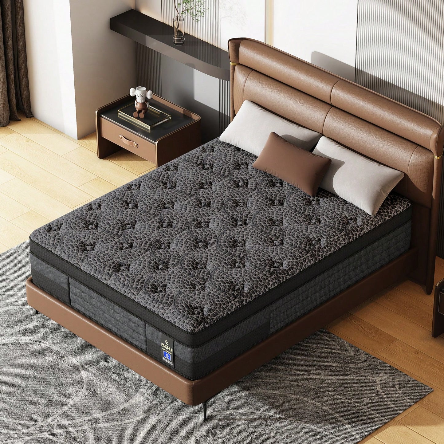 ENSHUI 12/14 Inch Twin Full Queen King Size Mattress 2026 Upgraded Hybrid Cooling Gel Memory Foam & Pocket Coils, Medium Firm Mattress In A Box For Back Neck Pain Relief, Motion Isolation, Edge Suppor