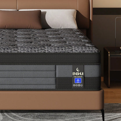 ENSHUI 12/14 Inch Twin Full Queen King Size Mattress 2026 Upgraded Hybrid Cooling Gel Memory Foam & Pocket Coils, Medium Firm Mattress In A Box For Back Neck Pain Relief, Motion Isolation, Edge Suppor