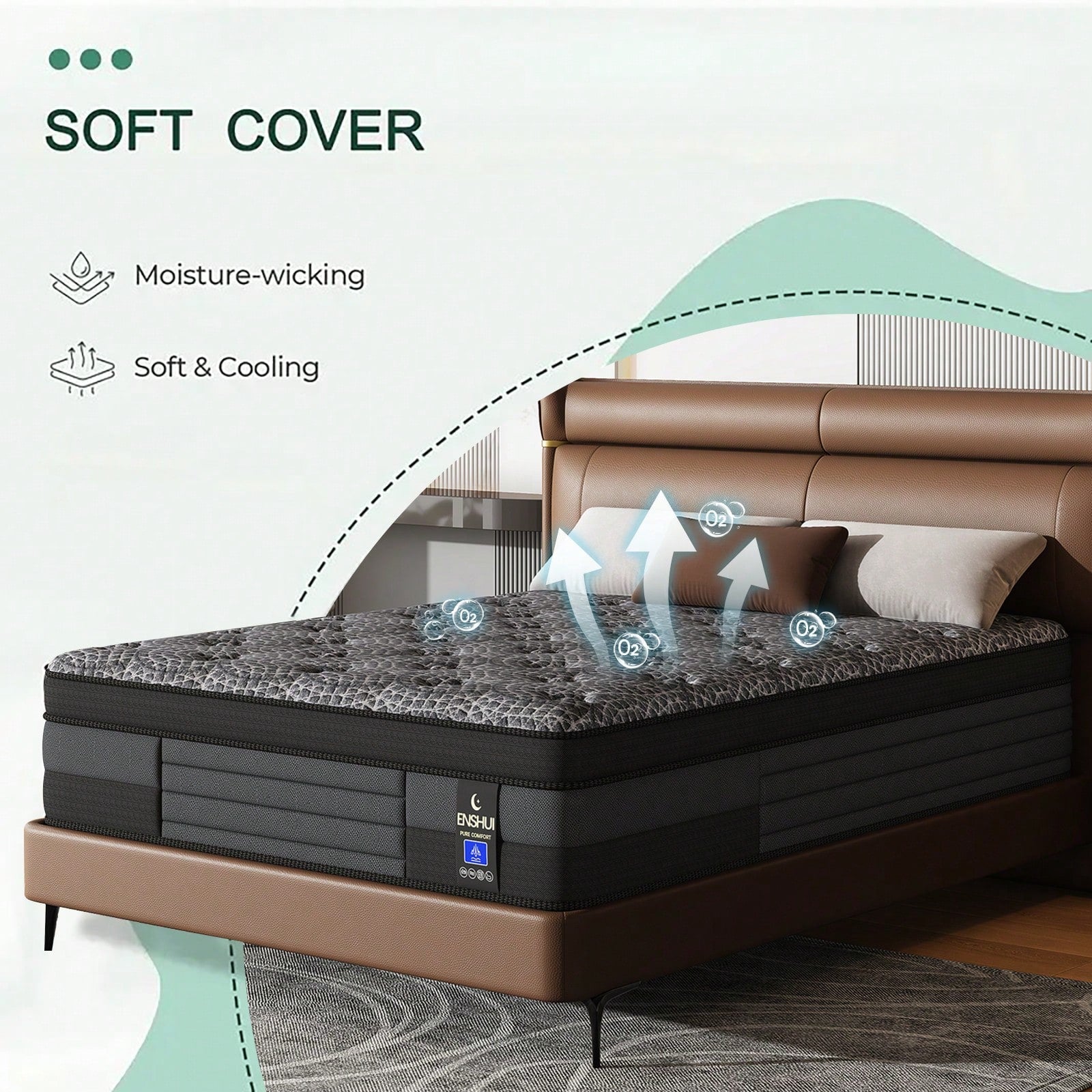 ENSHUI 12/14 Inch Twin Full Queen King Size Mattress 2026 Upgraded Hybrid Cooling Gel Memory Foam & Pocket Coils, Medium Firm Mattress In A Box For Back Neck Pain Relief, Motion Isolation, Edge Suppor