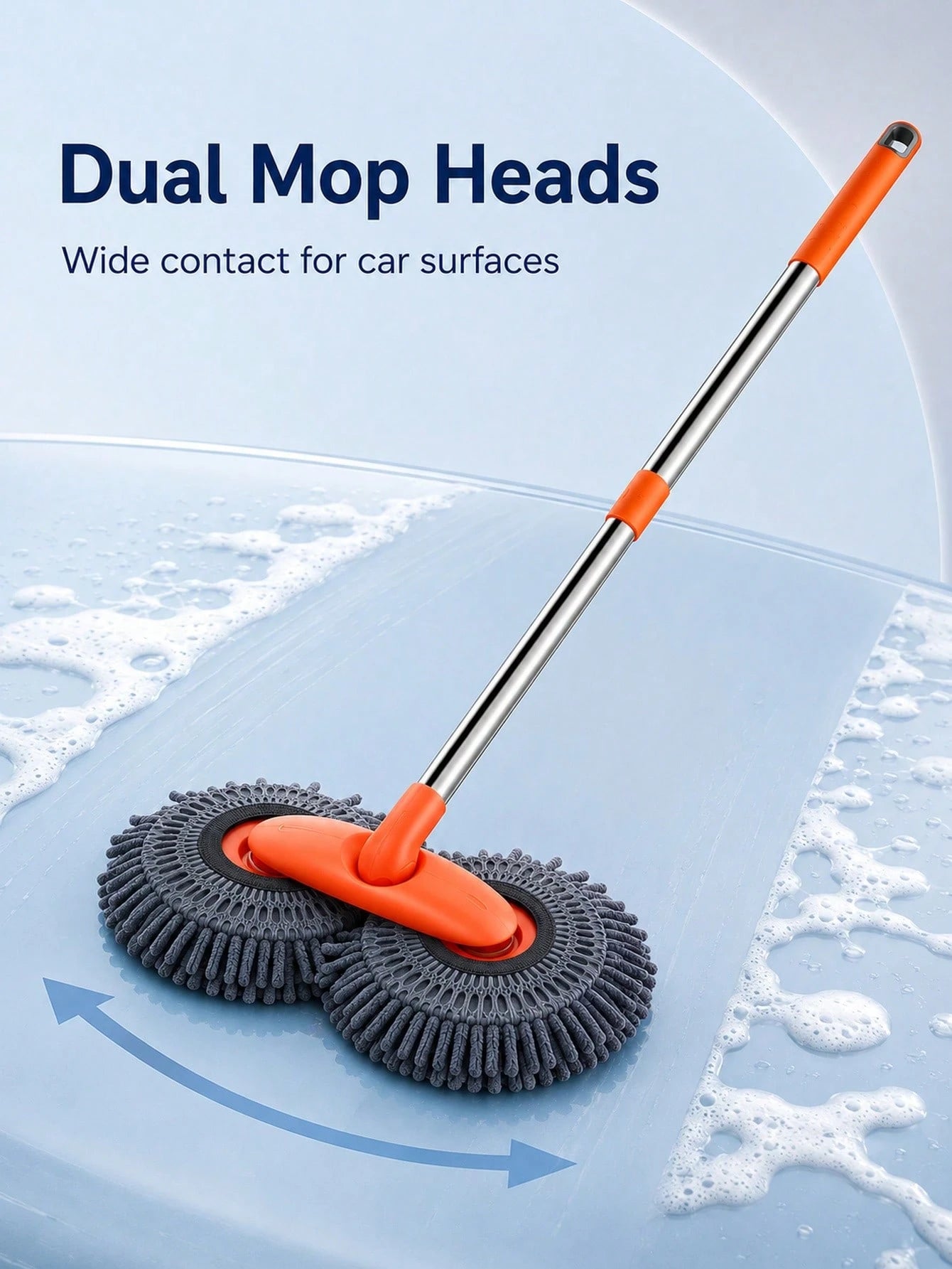 Ergonomic Mop With 360 Rotating Heads To Reduce Back Strain Fluffy Chenille Exterior Cleaning Pole For Auto Enthusiasts Sleek Wash Broom Perfect For Removing Dust Dirt From RVs Trucks SUVs Surfaces Ho