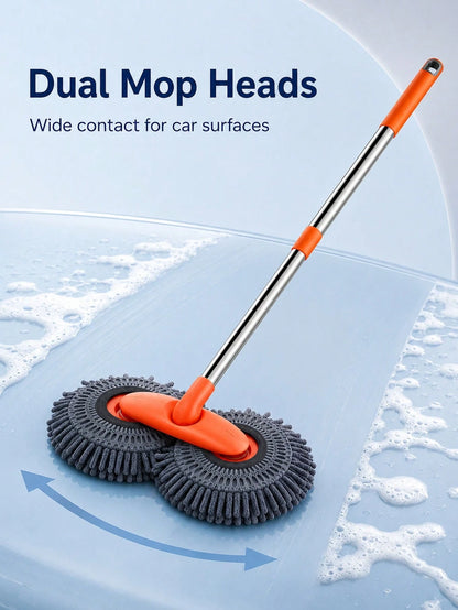 Ergonomic Mop With 360 Rotating Heads To Reduce Back Strain Fluffy Chenille Exterior Cleaning Pole For Auto Enthusiasts Sleek Wash Broom Perfect For Removing Dust Dirt From RVs Trucks SUVs Surfaces Ho