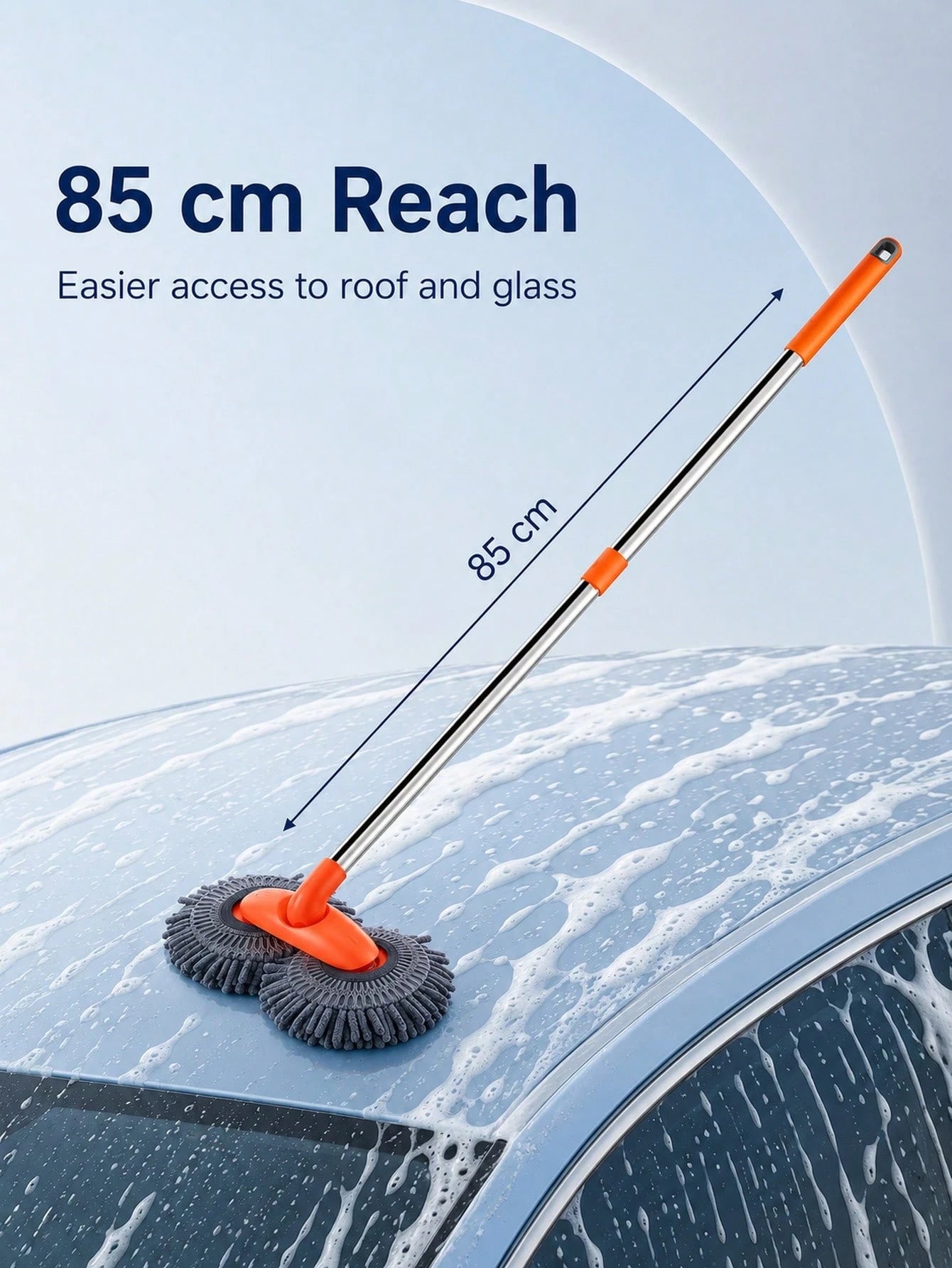 Ergonomic Mop With 360 Rotating Heads To Reduce Back Strain Fluffy Chenille Exterior Cleaning Pole For Auto Enthusiasts Sleek Wash Broom Perfect For Removing Dust Dirt From RVs Trucks SUVs Surfaces Ho
