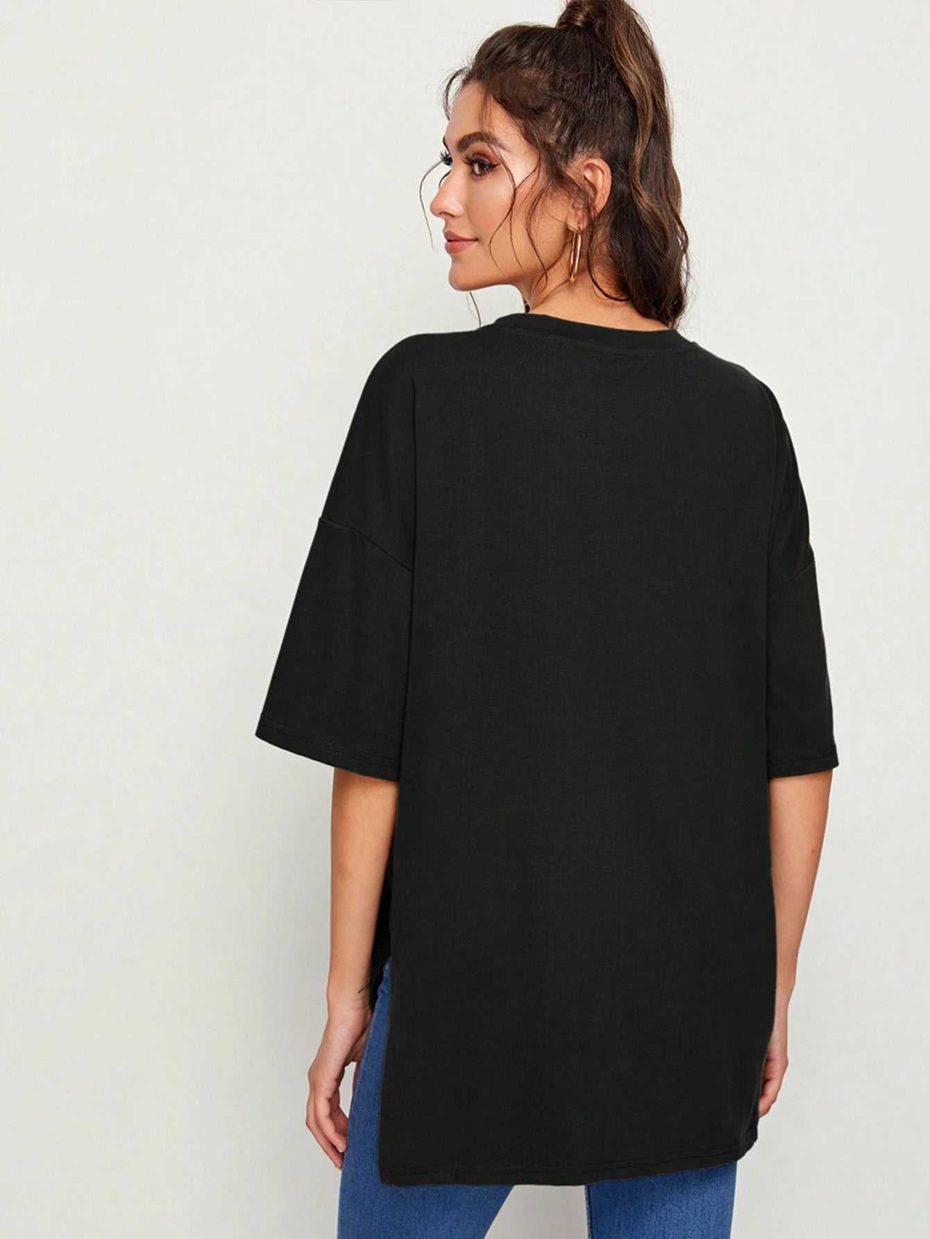 Essnce Drop Shoulder Slit Side Longline Tee