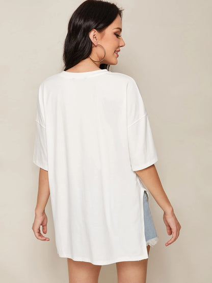 Essnce Drop Shoulder Slit Side Longline Tee
