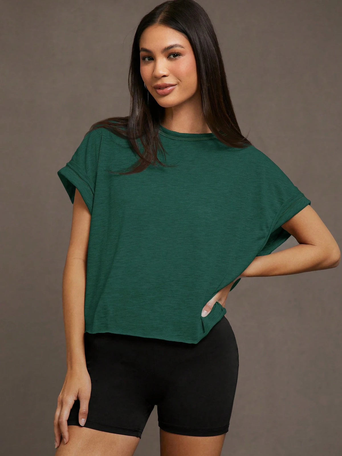 Essnce Women's Solid Color Hollow-Out Short Sleeve T-Shirt