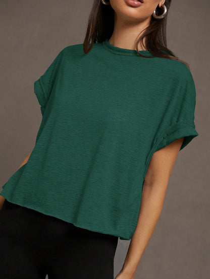 Essnce Women's Solid Color Hollow-Out Short Sleeve T-Shirt