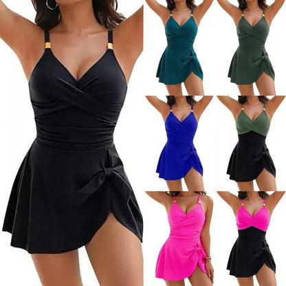 European Women One Piece Swimsuit Tight Slim Crisscross Open Back Sexy Multi Color In Stock Beach Bathing Suit