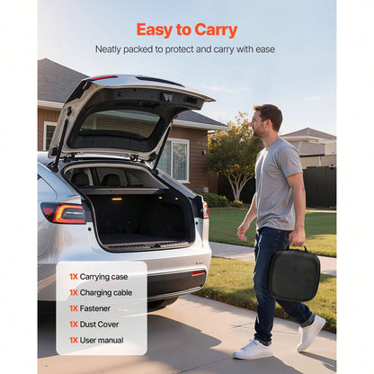 EV Charger Extension Cable For Te Sla, 48Amp 40 Ft Max 240V 11.52 KW With NACS Plug, EV Extension Cord For Level 1/2 Tesla Mobile/Wall Connector/Destination Charger, Model Y/X/3/S, Carrying Bag