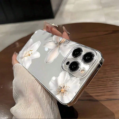 Excluding Lanyard And Stand, Minimalist White TPU Floral Fashion Phone 1pc Transparent TPU With 3 White Flower/Orchid Pattern Compatible With 11 12 13 14 15 16 17 Pro XR/8 Plus Series Spring Birthda