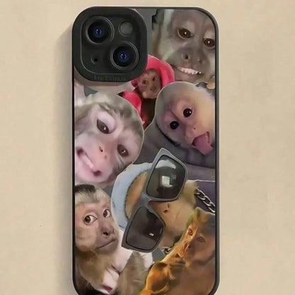 Expression 1pc Creative Monkey Pattern Matte Full Coverage Protective Phone Case, Compatible With 16, 15, 14, 13, 12, 11 Pro Max, Series