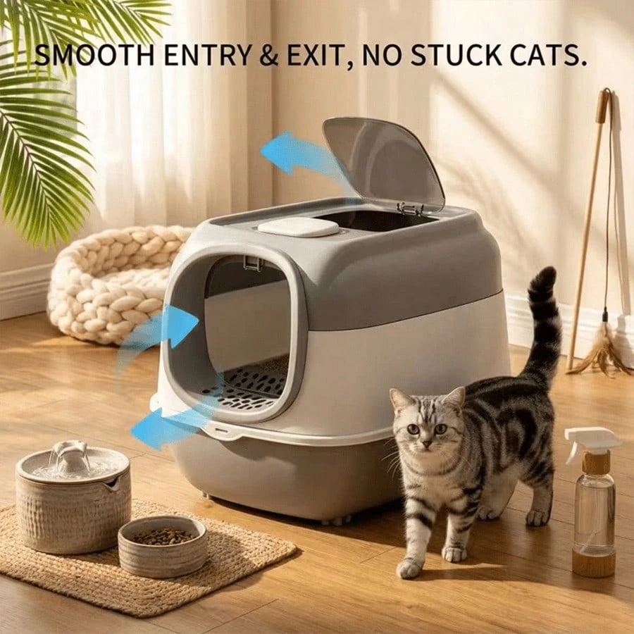 Extra Large Odor-Controlling Litter Box, Capacity Litter Box, PP Litter Box Easy To Clean And Assemble, Suitable For Cats Under 20 Pounds, Enclosed Cat Litter Box With Two-Way Swing Door, Hooded Kitt