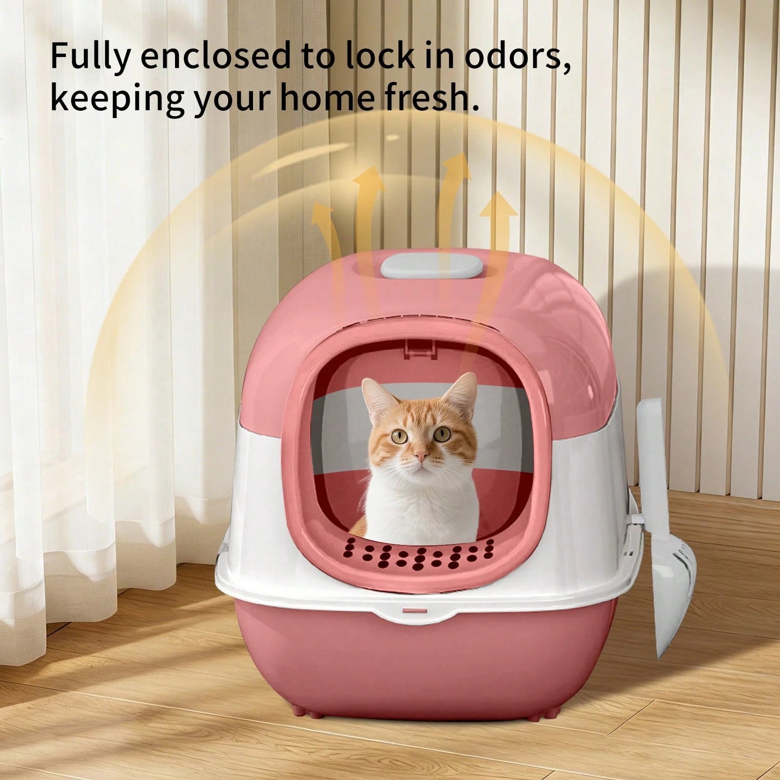 Extra Large Odor-Controlling Litter Box, Capacity Litter Box, PP Litter Box Easy To Clean And Assemble, Suitable For Cats Under 20 Pounds, Enclosed Cat Litter Box With Two-Way Swing Door, Hooded Kitt