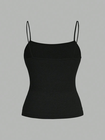 EZwear 3pcs/Set Plus Size Women Ruched Side Sleeveless Camisole Vest,Black And White Striped,Summer,Casual,Everyday Spaghetti Tops Multipack Tank Body Tops