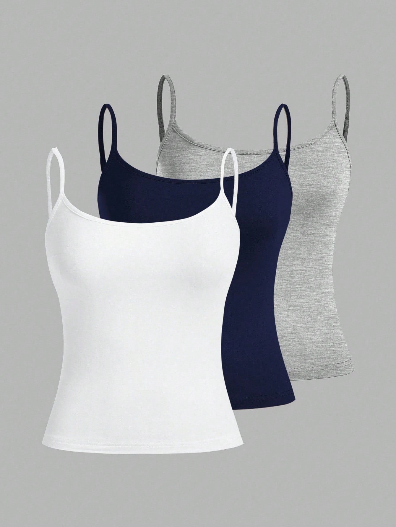 EZwear 3pcs/Set Women's Casual Sexy Tight Fitting Camisole Tops, Suitable For Summer