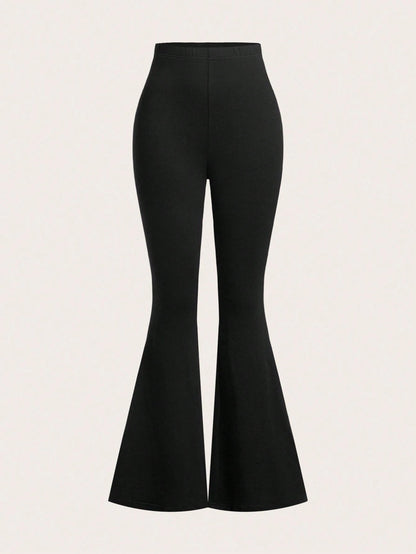 EZwear 3pcs Women High Waist Skinny Flare Leg Pants Set