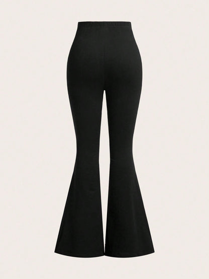 EZwear 3pcs Women High Waist Skinny Flare Leg Pants Set