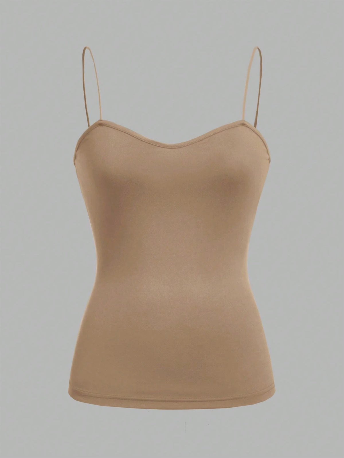 EZwear 4pcs/Set Black, Brown, Khaki, Apricot Cami Tops With Adjustable Spaghetti Straps, Tight-Fitting, Suitable For Spring & Summer Back To School
