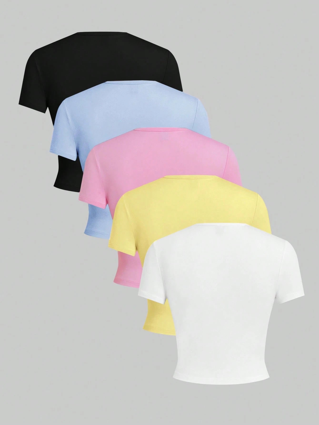 EZwear 5pcs/Set Solid Color Slim Fit Tank Top T-Shirt, Sleeveless