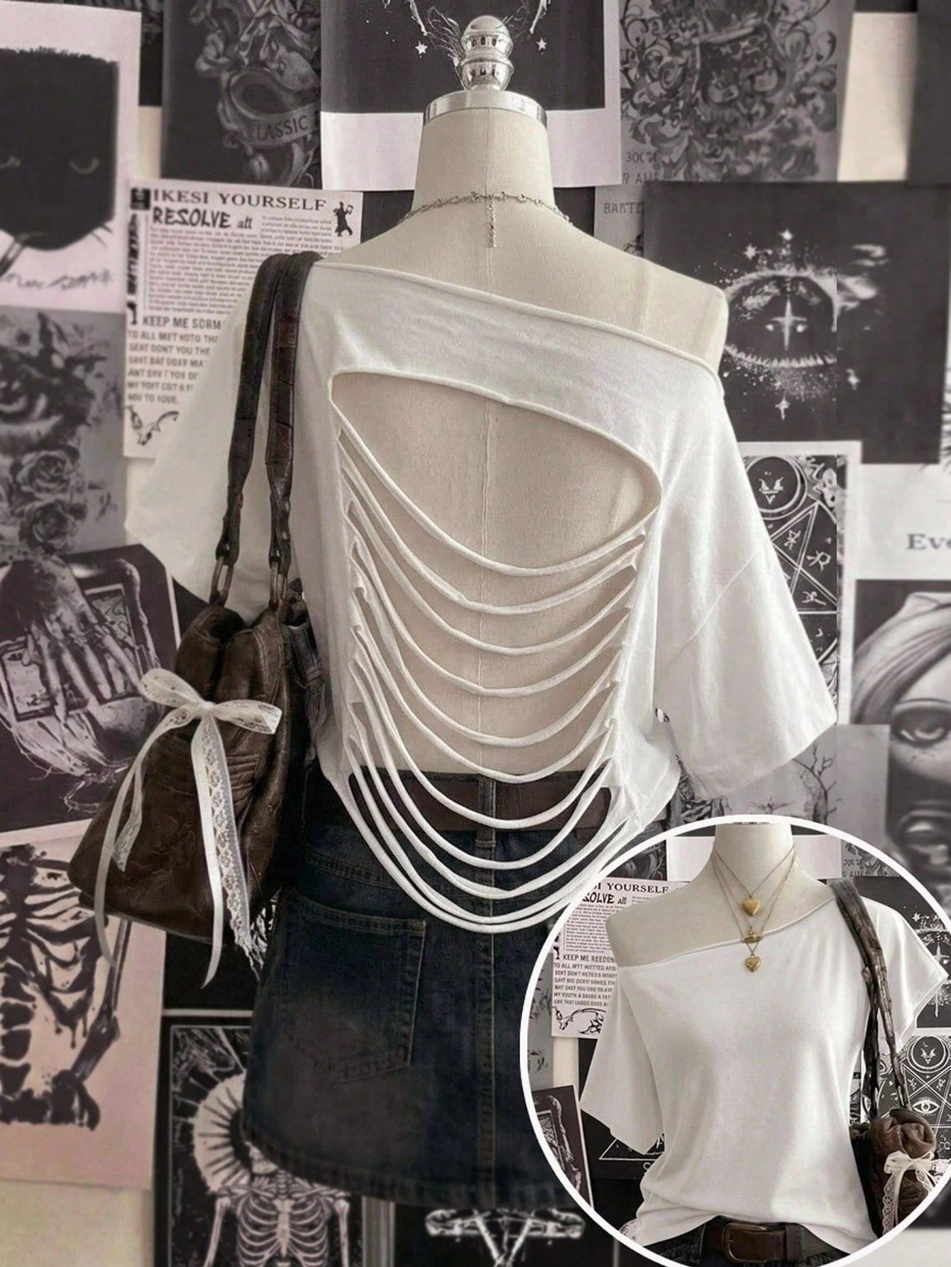 EZwear Casual Minimalist All-Over Print Off Shoulder Loose Short Sleeve T-Shirt For Women,Summer Top