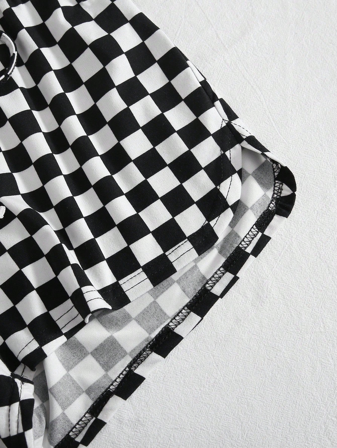 EZwear Checkered Print Drawstring Shorts