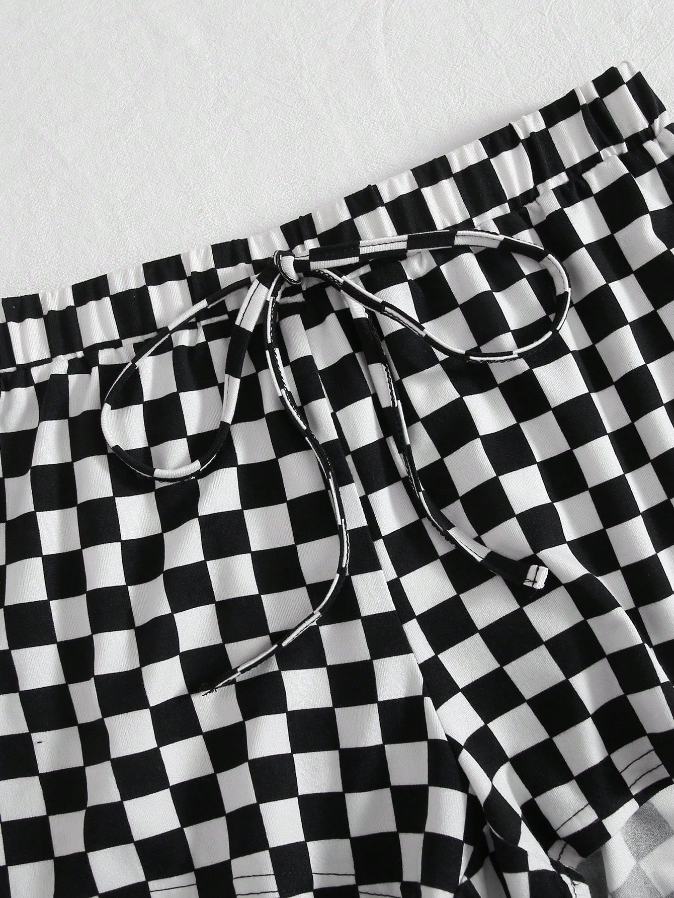 EZwear Checkered Print Drawstring Shorts