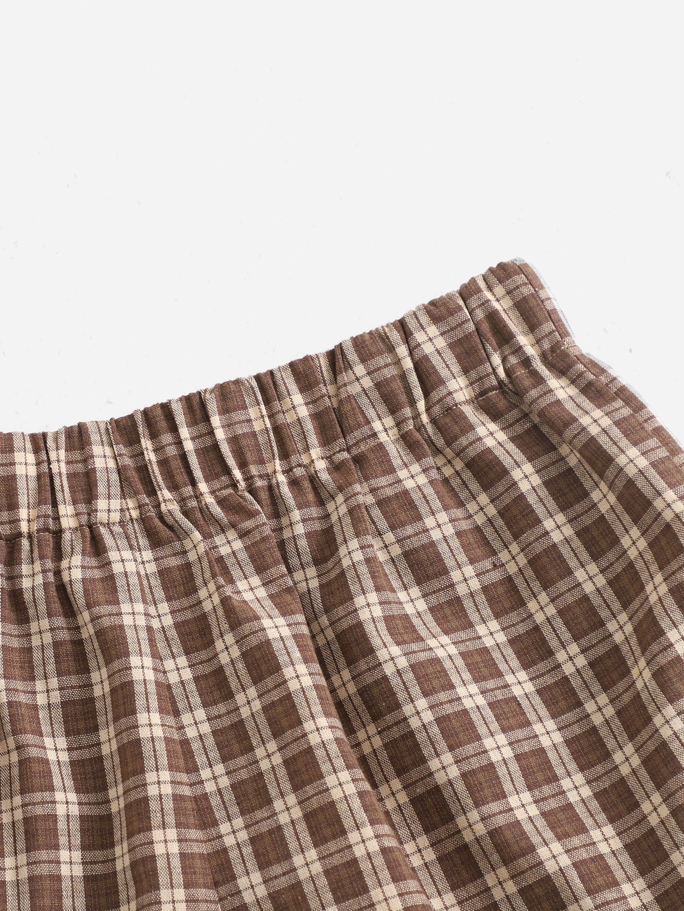 EZwear Elastic Waist Plaid Shorts