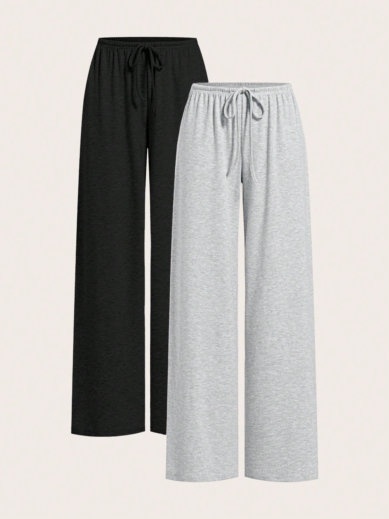 EZwear Two-Piece Set Lightweight Knitted Wide Leg Pants For Women, Two-Tone Color, Casual, Summer Outfits, Beach Holiday