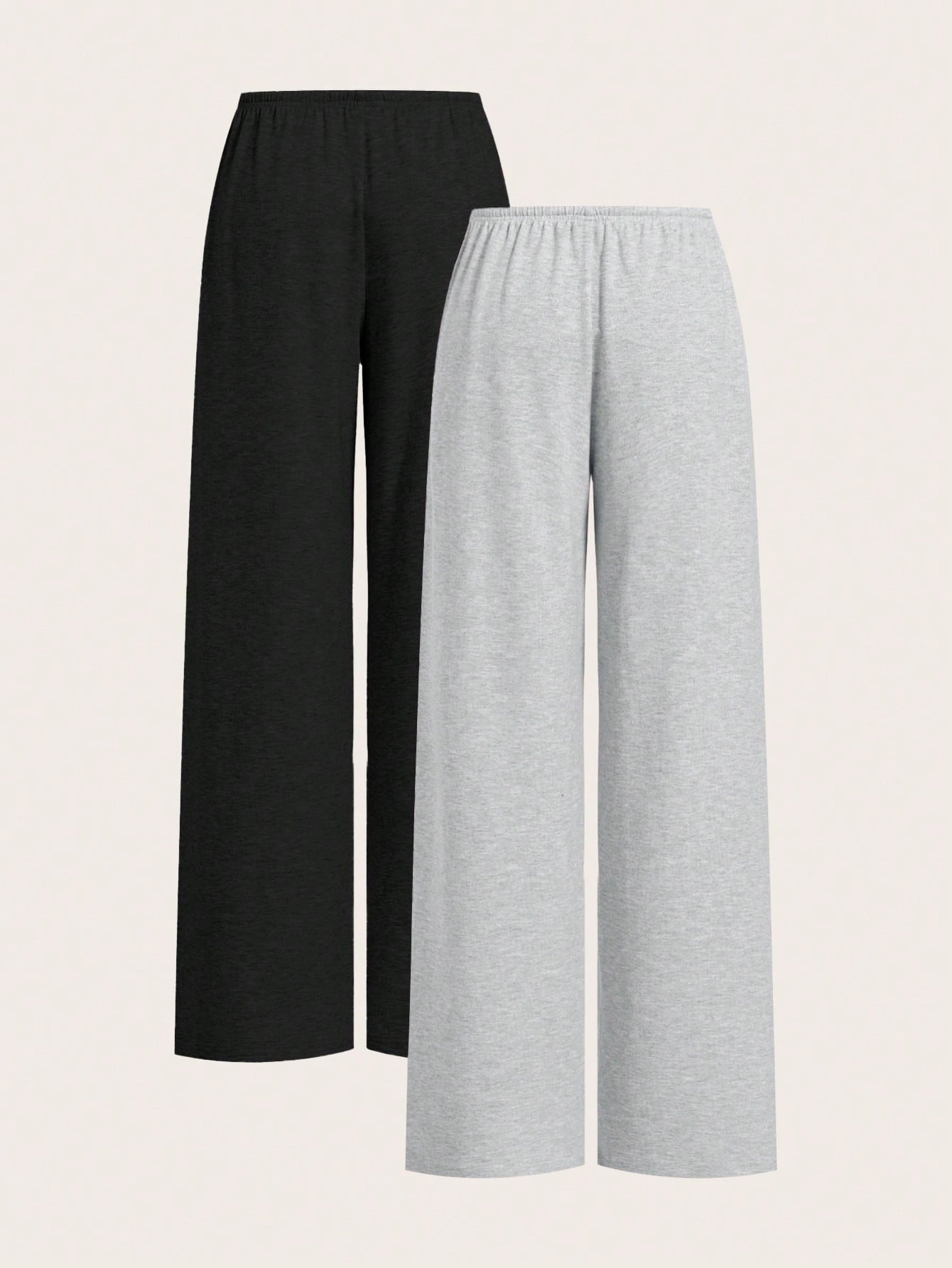 EZwear Two-Piece Set Lightweight Knitted Wide Leg Pants For Women, Two-Tone Color, Casual, Summer Outfits, Beach Holiday