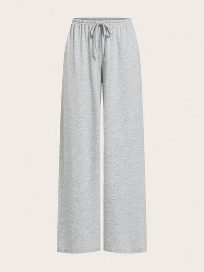 EZwear Two-Piece Set Lightweight Knitted Wide Leg Pants For Women, Two-Tone Color, Casual, Summer Outfits, Beach Holiday