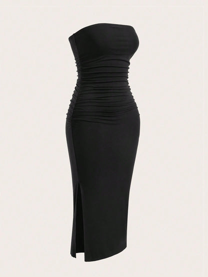 EZwear Two-Piece Set Strapless Knit Dress For Women