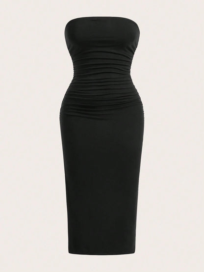 EZwear Two-Piece Set Strapless Knit Dress For Women
