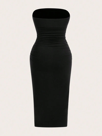 EZwear Two-Piece Set Strapless Knit Dress For Women