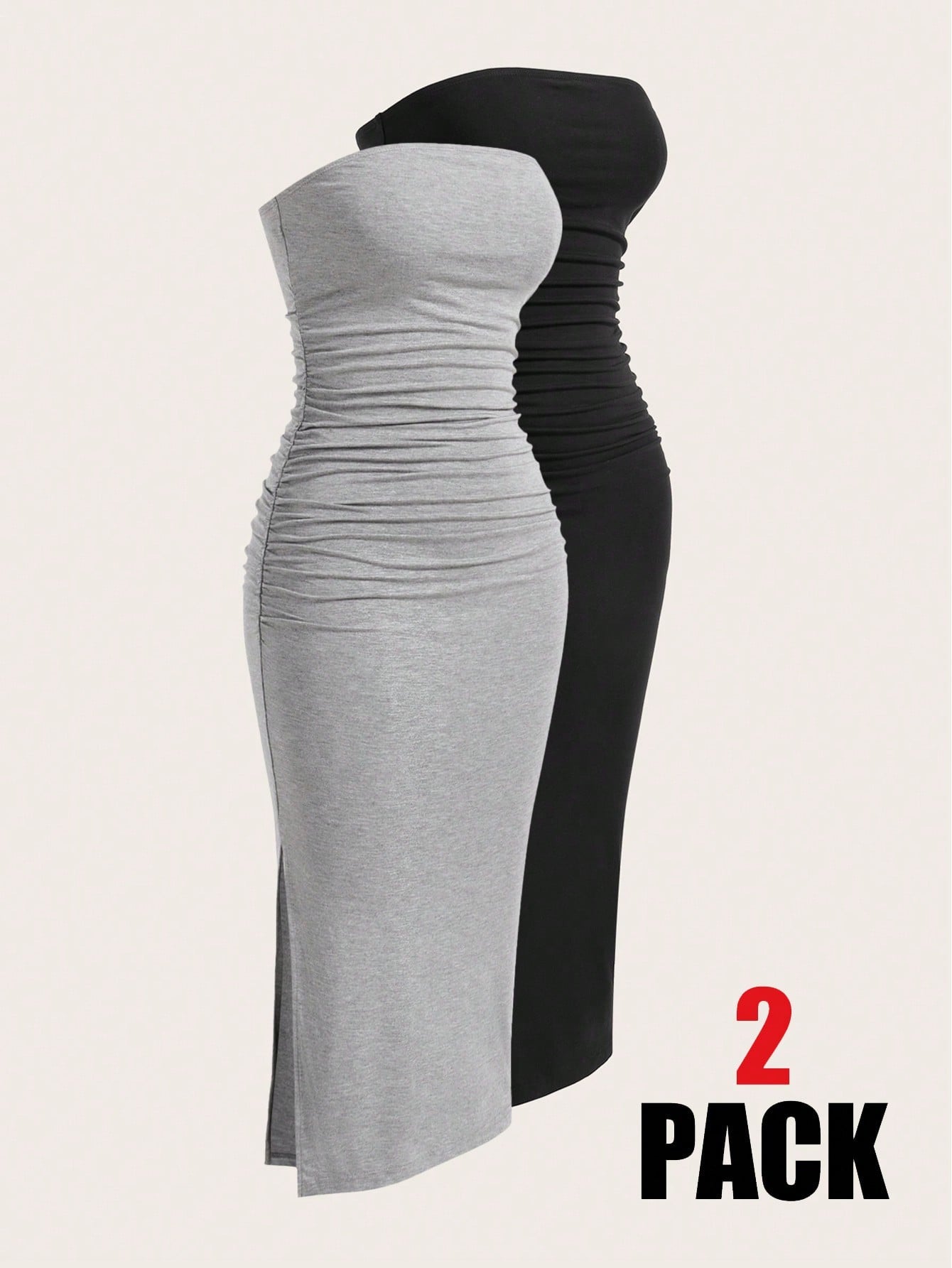 EZwear Two-Piece Set Strapless Knit Dress For Women