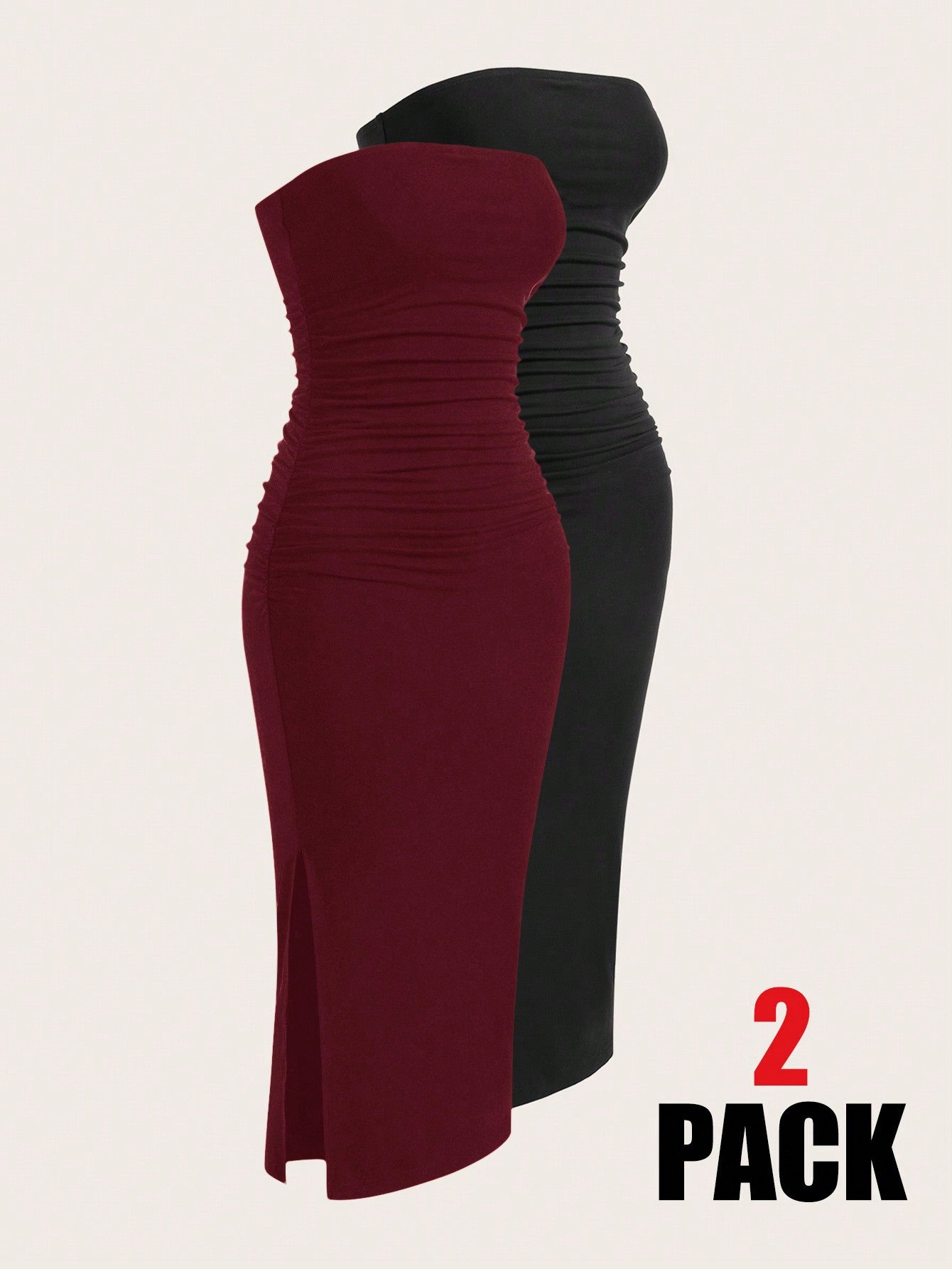 EZwear Two-Piece Set Strapless Knit Dress For Women
