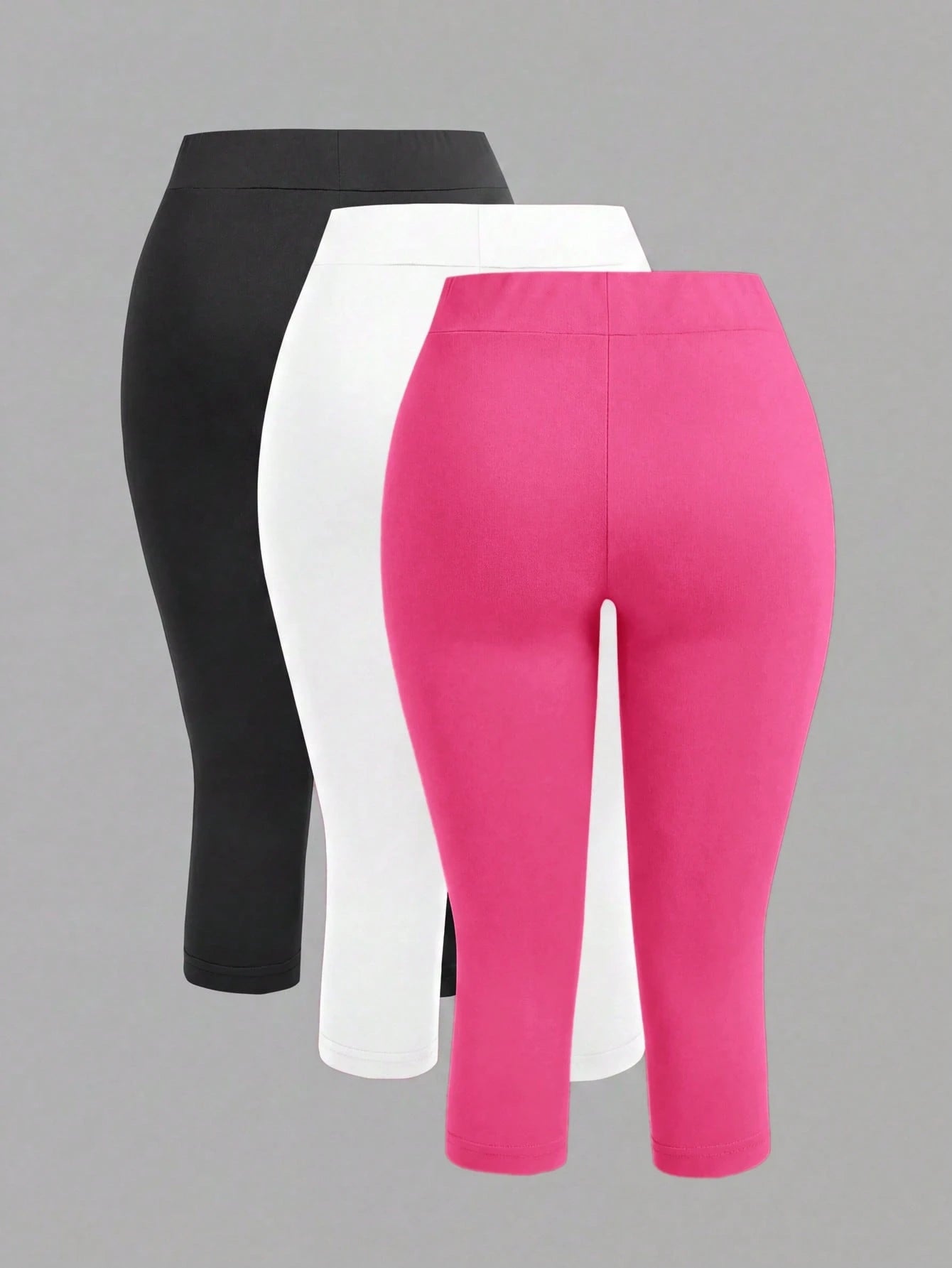 EZwear Women's 3pcs Tight 3/4 Length Pants Set, Black White Rose Red Colorway, Casual Summer Versatile, Suitable For Outings, Autumn Women's Sportswear, Suitable For Daily Commute, Dating, Gathe