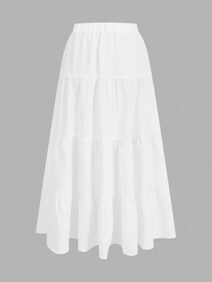 EZwear Women's Casual Vacation Multi-Layer Tiered Skirt, Suitable For Summer