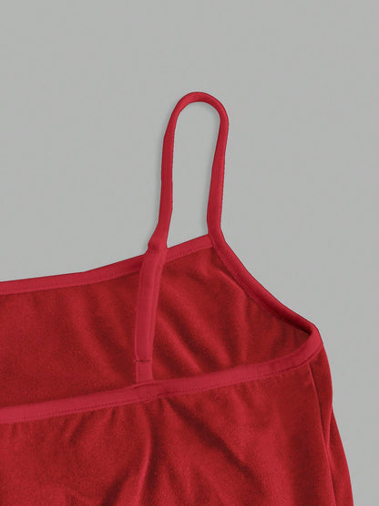 EZwear Women's Red Casual Sexy Spaghetti Strap Form-Fitting Tank Top, Suitable For Summer Back To School