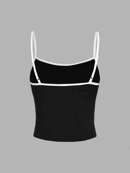 EZwear Women's Red Casual Sexy Spaghetti Strap Form-Fitting Tank Top, Suitable For Summer Back To School